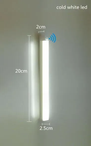 Lampe LED intelligente à capteur de mouvement, veilleuse magnétique sans fil rechargeable, auto-adhésive, pour placard et armoire 12