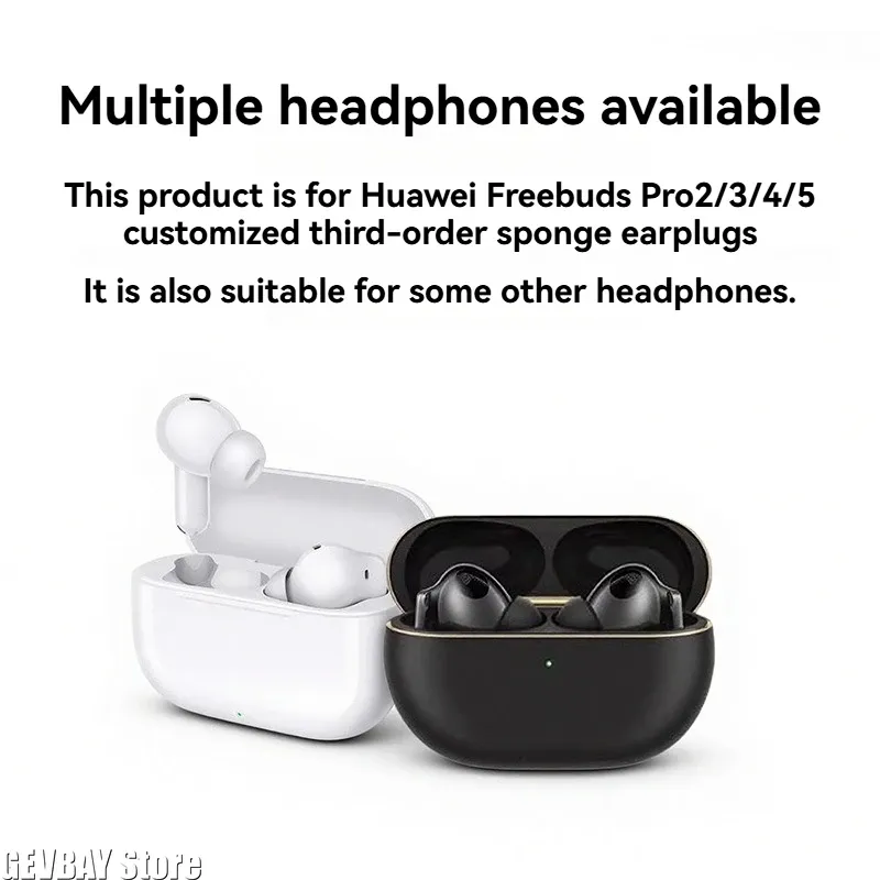 Écouteurs sans fil Bluetooth avec embouts en mousse à mémoire de forme pour Huawei FreeBuds Pro 5, compatibles avec étui FreeBuds Pro 4, Pro 3 et Pro 2 4