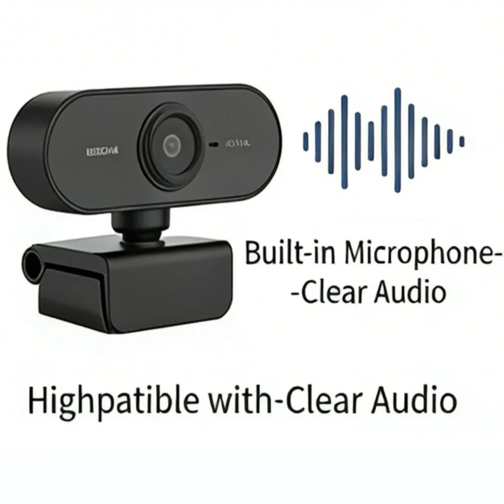 Webcam USB avec microphone intégré, caméra PC plug and play rotative à 360° pour visioconférences, Zoom, Teams et streaming 5