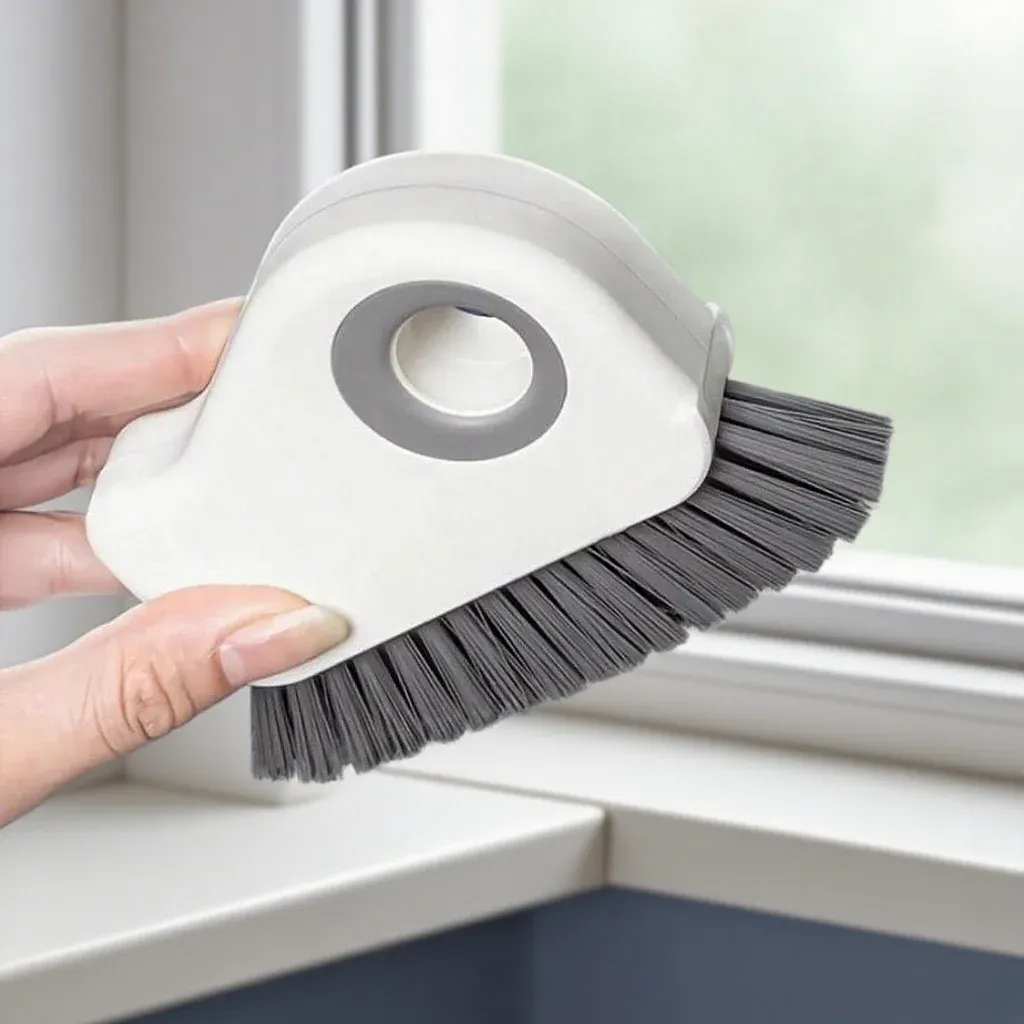1 pièce Brosse de nettoyage 2 en 1 pour rainures de fenêtre et de porte, outil de nettoyage pour rails de porte coulissante et interstices de sol, nettoyeur de fentes manuel 2