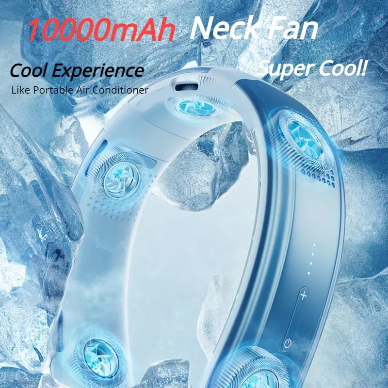Ventilateur de cou portable rechargeable silencieux, 3 vitesses, batterie 10000 mAh 2
