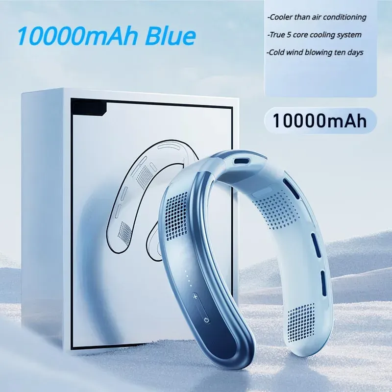 Ventilateur de cou portable rechargeable silencieux, 3 vitesses, batterie 10000 mAh 8
