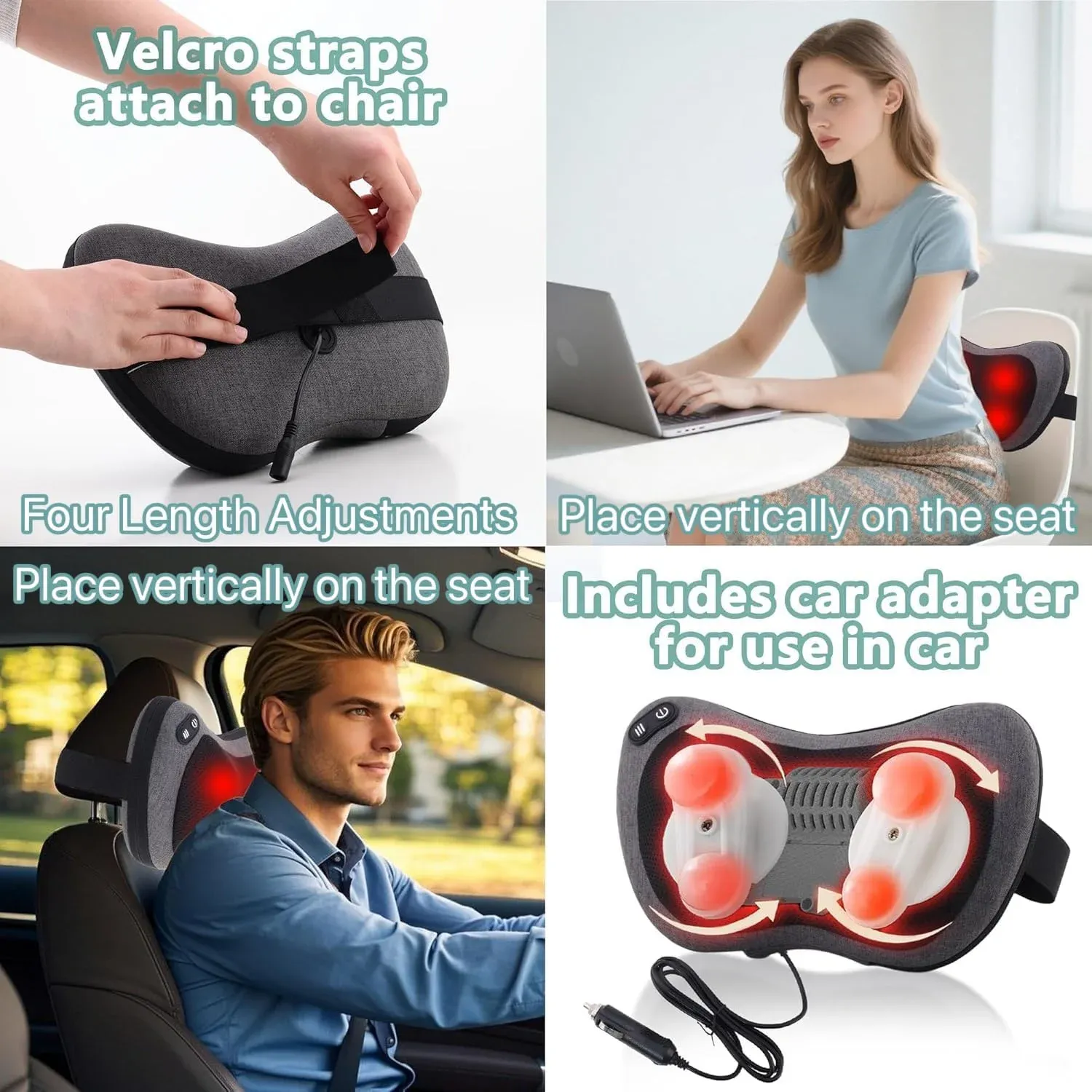 Masseur Shiatsu pour le cou et le dos avec chaleur - Oreiller de massage en profondeur pour soulager les douleurs du cou, du dos et des épaules, design ergonomique 5