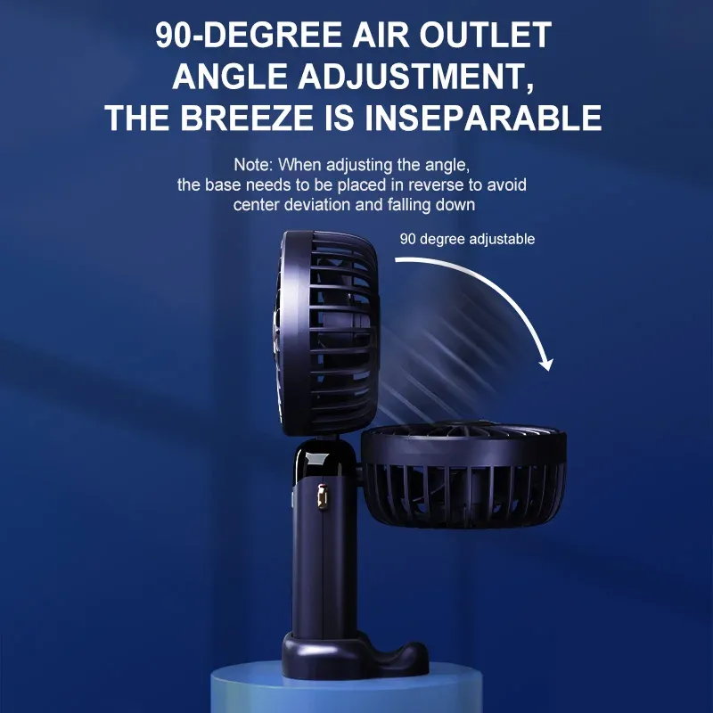 Mini ventilateur portatif pliable à suspendre au cou, 5 vitesses, rechargeable par USB, écran LED, batterie 1800 mAh 3