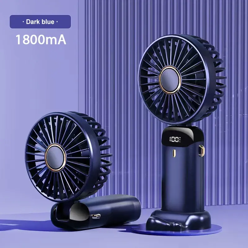 Mini ventilateur portatif pliable à suspendre au cou, 5 vitesses, rechargeable par USB, écran LED, batterie 1800 mAh 7