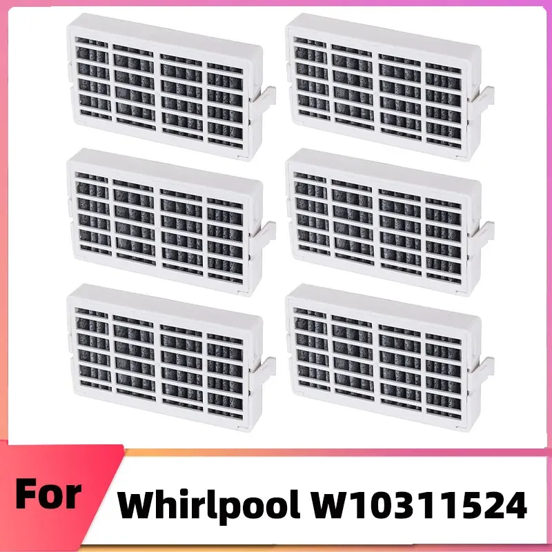 Filtre à air frais à charbon actif pour réfrigérateur Whirlpool, lot de 6 pièces (réf. W10311524, AIR1, W10315189, W10335147) - Image 1