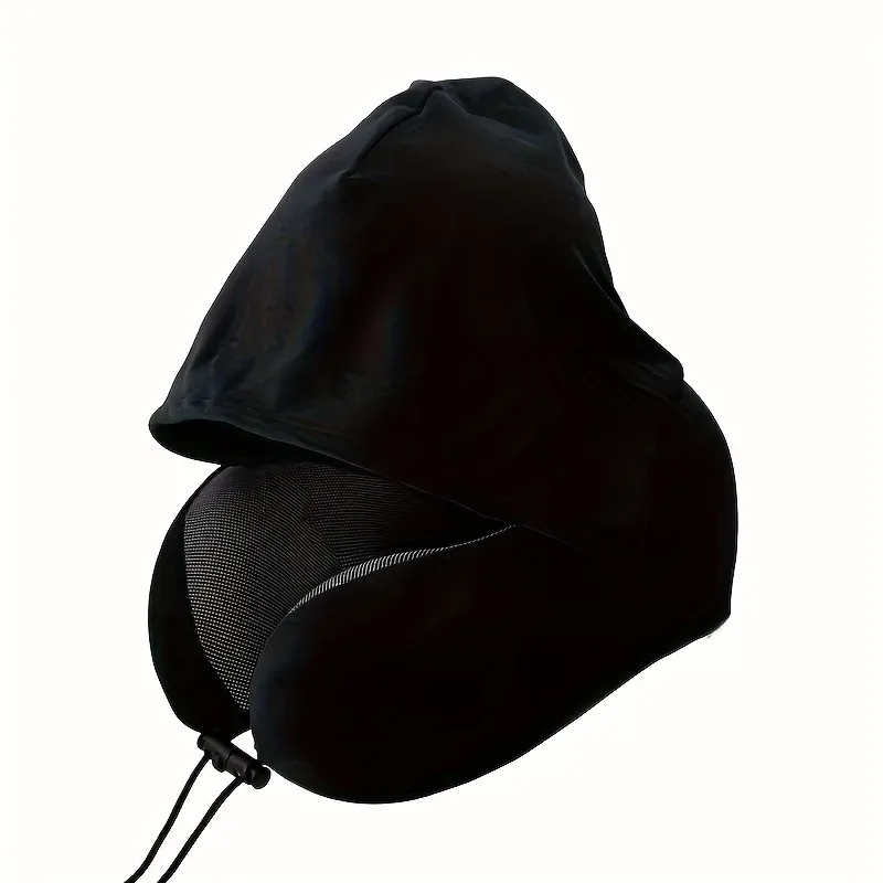 Oreiller de voyage en U en mousse à mémoire de forme, avec capuche amovible et housse lavable 5