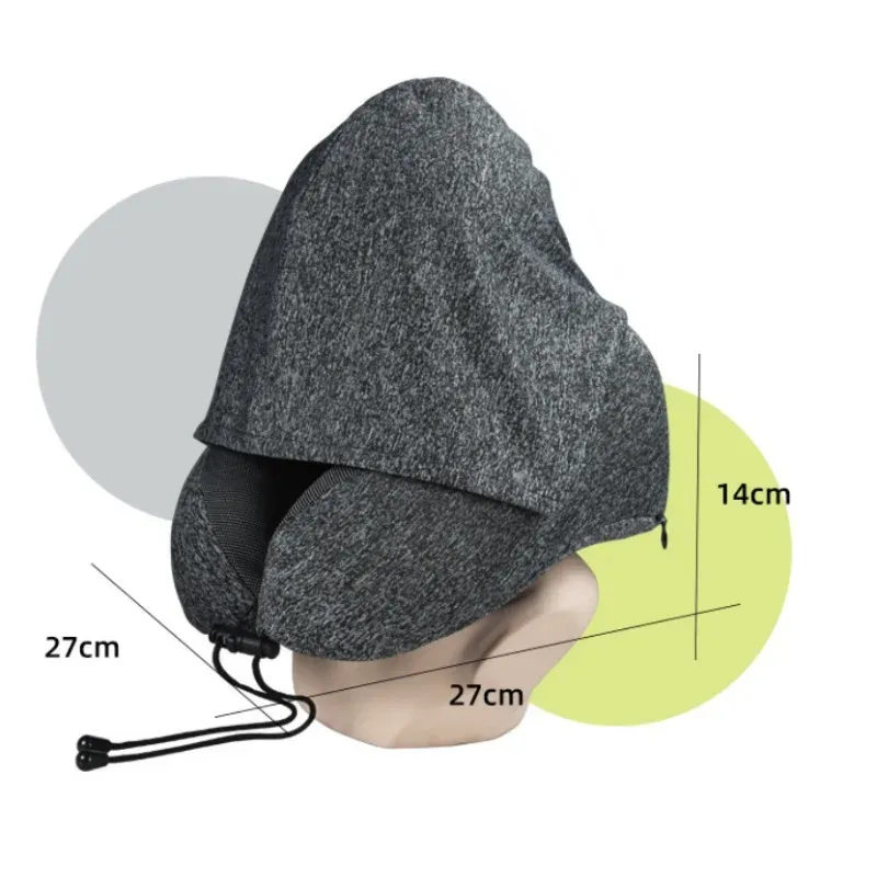 Oreiller de voyage en U en mousse à mémoire de forme, avec capuche amovible et housse lavable 6