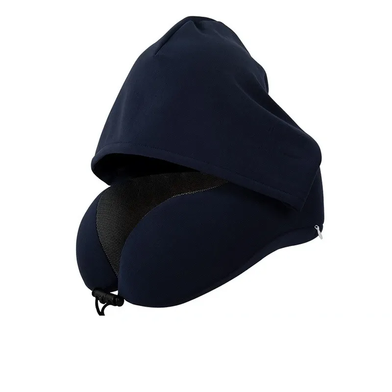 Oreiller de voyage en U en mousse à mémoire de forme, avec capuche amovible et housse lavable 7