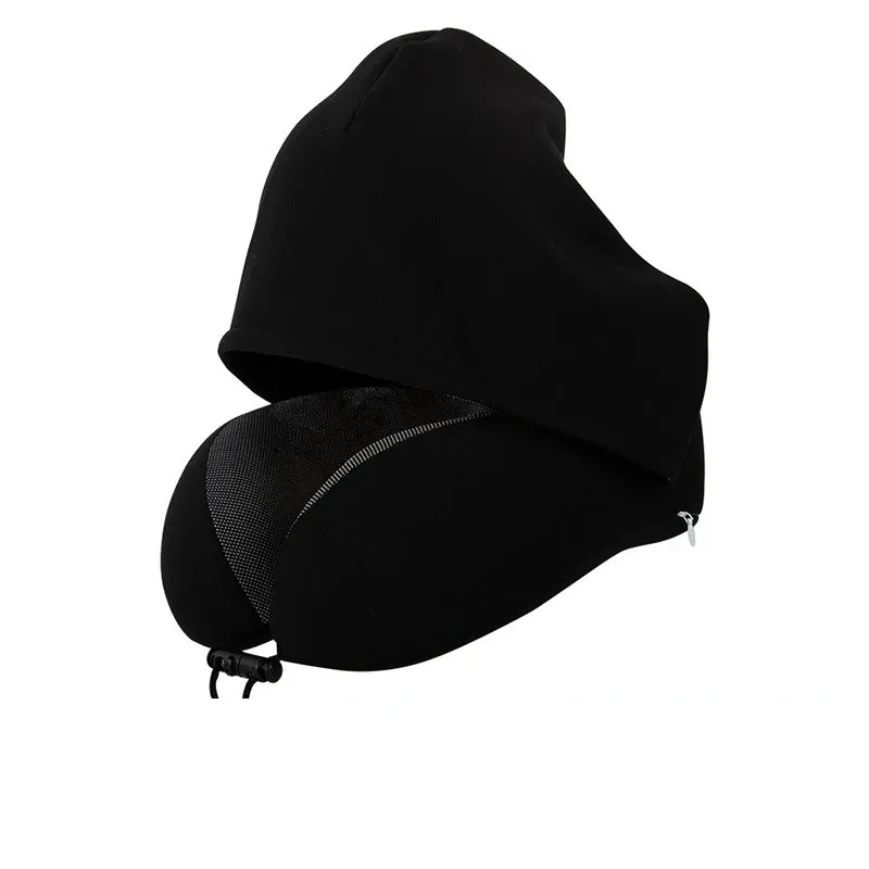 Oreiller de voyage en U en mousse à mémoire de forme, avec capuche amovible et housse lavable 8