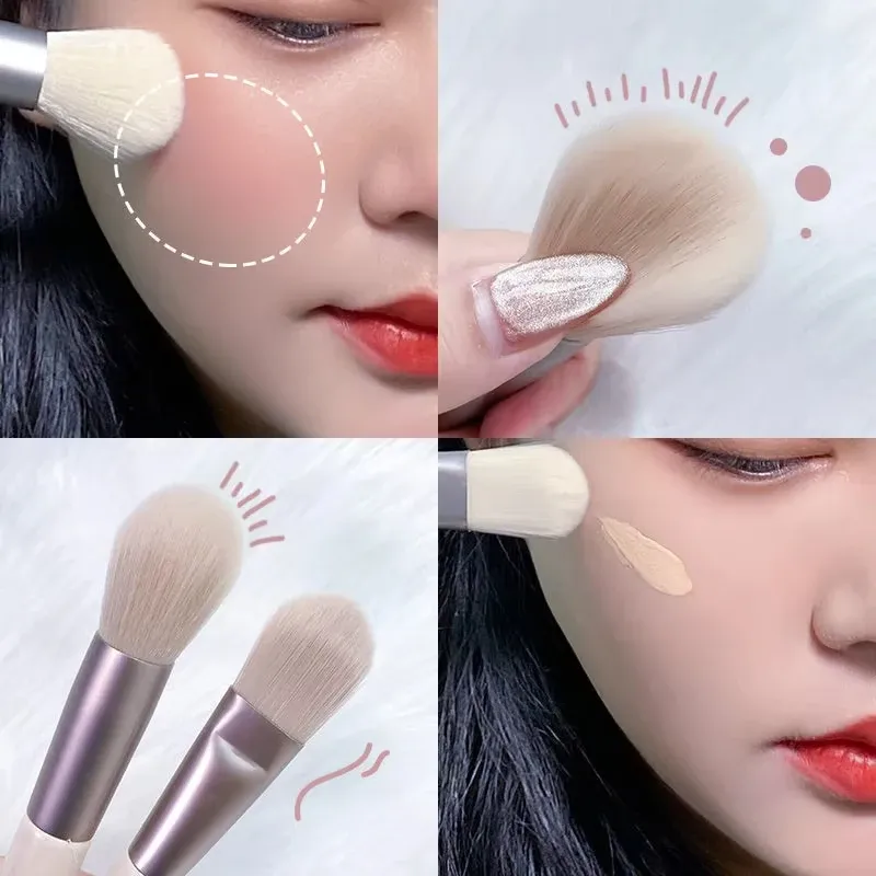 Mini ensemble de 8 pinceaux de maquillage doux et moelleux, idéal pour débutants : fond de teint, fard à joues et fard à paupières 3