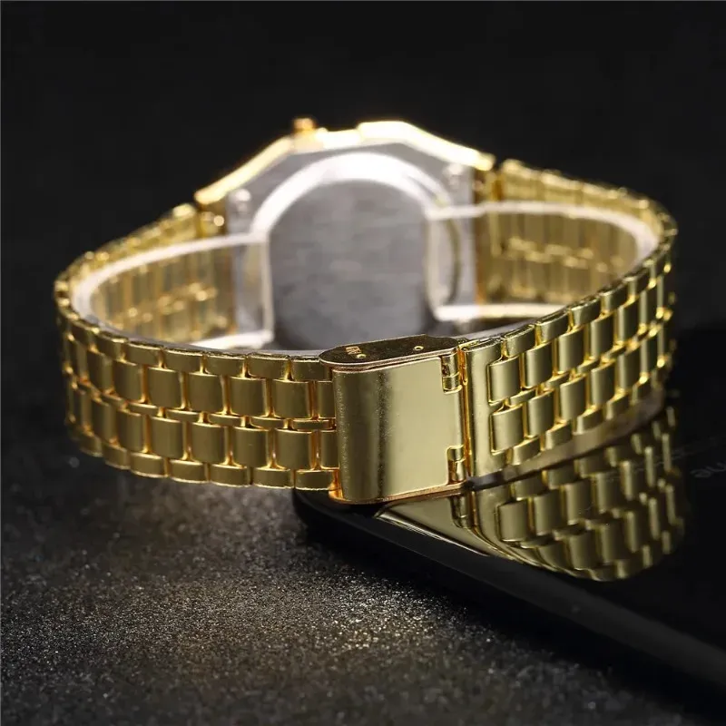 Montre numérique LED de luxe pour homme, présentation complète
