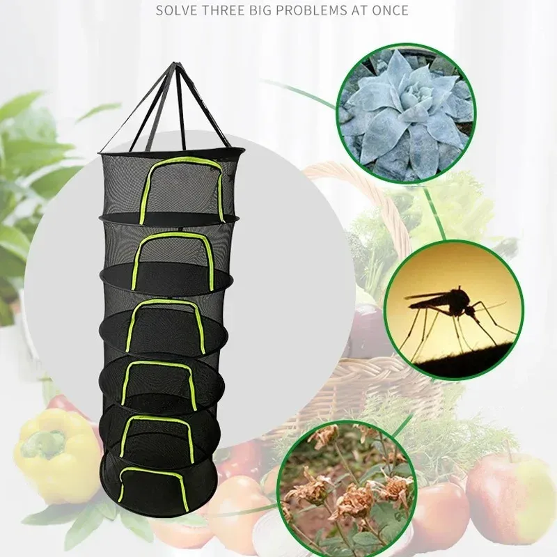 Séchoir à herbes et légumes pliable, filet de séchage 2 à 8 couches, panier suspendu à mailles pour poissons, fleurs, bourgeons et plantes 6