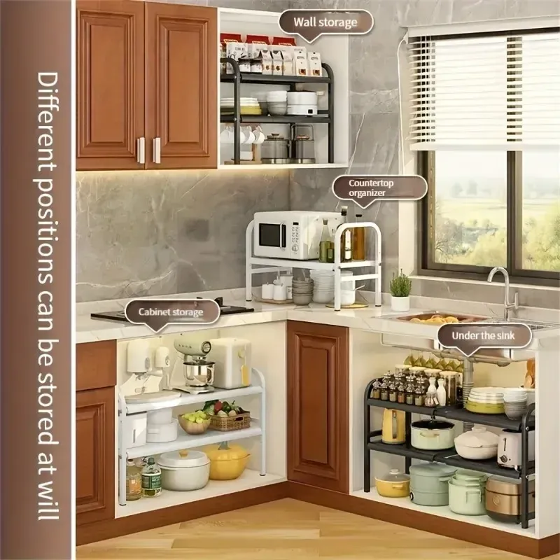 Organisateur extensible pour sous-évier de cuisine et salle de bain, étagère de rangement multifonction 3