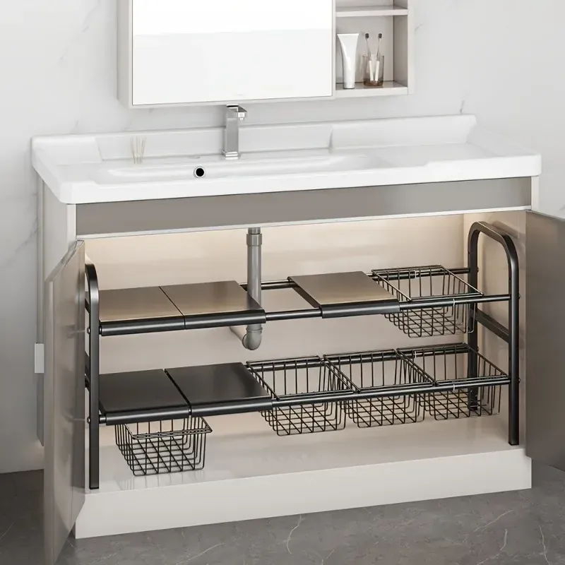 Organisateur extensible pour sous-évier de cuisine et salle de bain, étagère de rangement multifonction 5