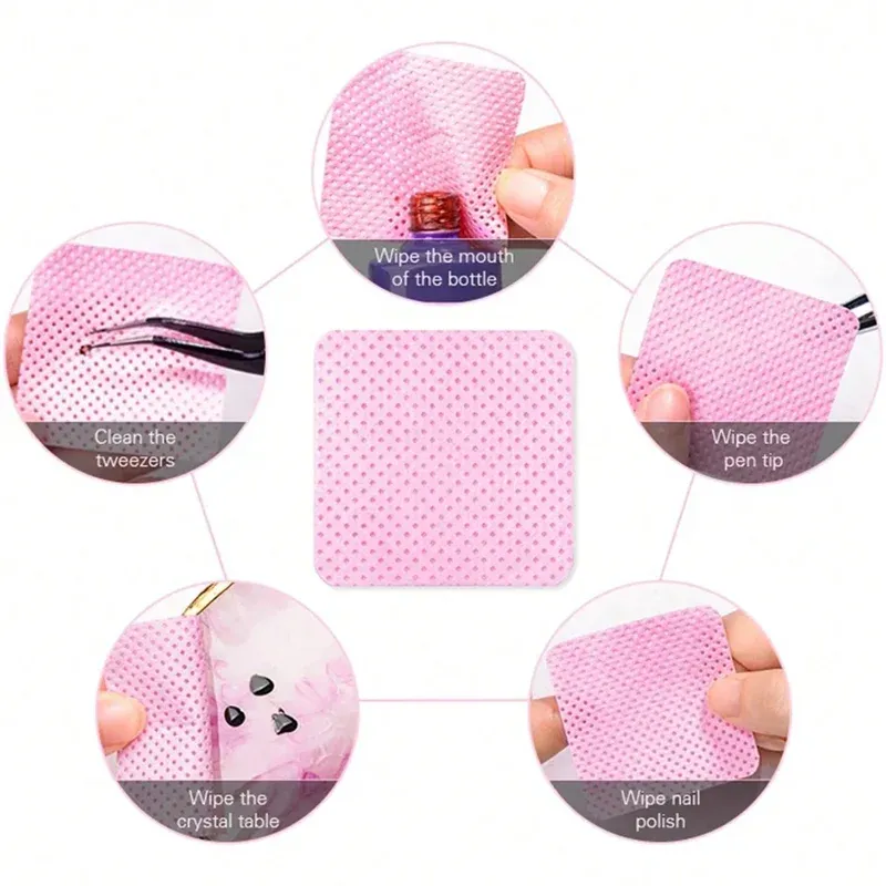 Tampons de coton non pelucheux pour dissolvant de vernis à ongles, outil de nettoyage pour Nail Art, lingettes en papier pour retirer le vernis Gel UV 2