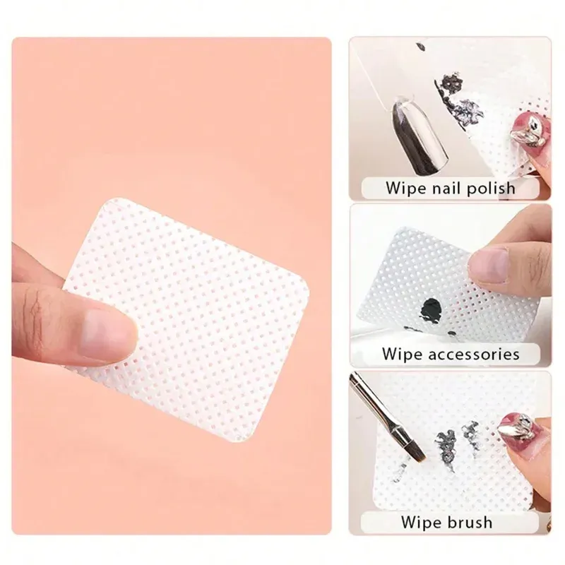 Tampons de coton non pelucheux pour dissolvant de vernis à ongles, outil de nettoyage pour Nail Art, lingettes en papier pour retirer le vernis Gel UV 4