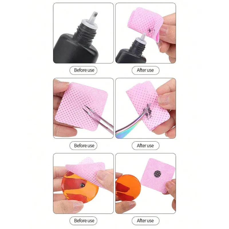 Tampons de coton non pelucheux pour dissolvant de vernis à ongles, outil de nettoyage pour Nail Art, lingettes en papier pour retirer le vernis Gel UV 5