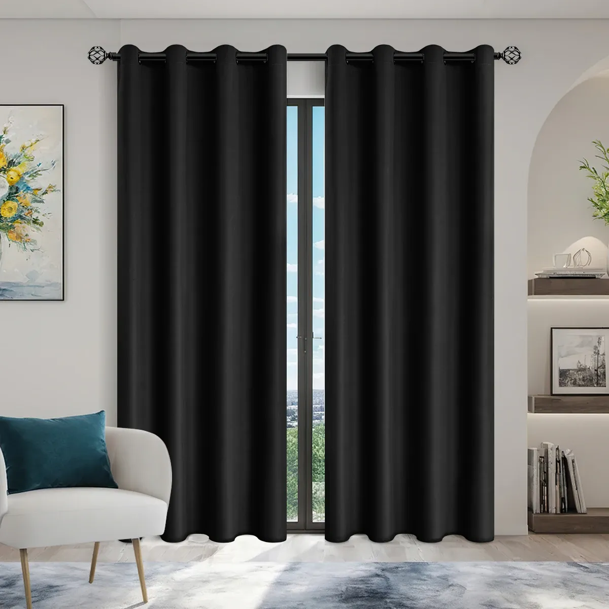 Rideau occultant moderne avec doublure enduite, lot de 2 panneaux 13