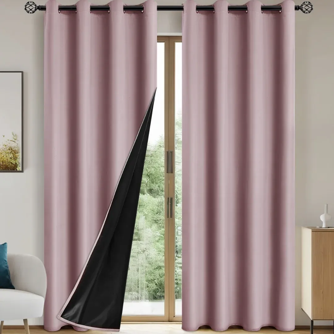 Rideau occultant moderne avec doublure enduite, lot de 2 panneaux 16