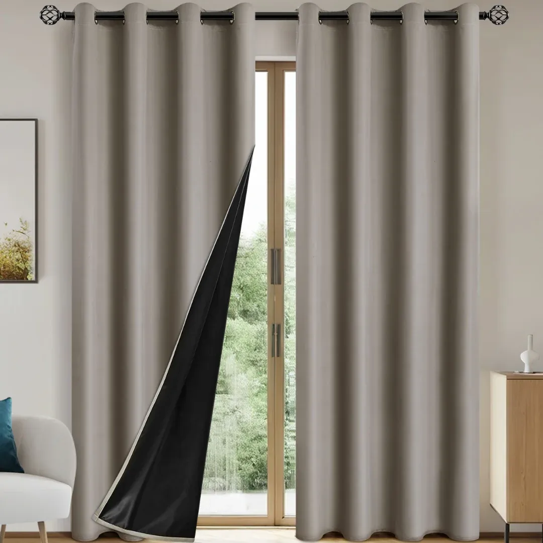 Rideau occultant moderne avec doublure enduite, lot de 2 panneaux 7