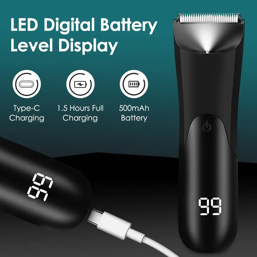 Tondeuse à cheveux et barbe rechargeable pour hommes avec éclairage LED 5