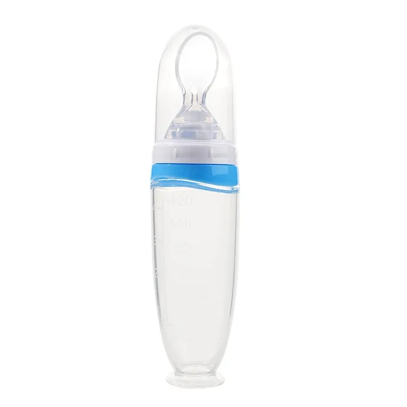 120 ml / 4 oz Distributeur de nourriture liquide en silicone pour bébé | Distributeur de purée de fruits et de riz | Cuillère amovible 10
