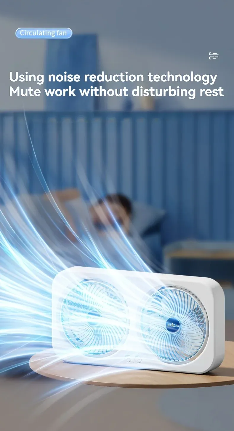 Ventilateur USB double tête en utilisation