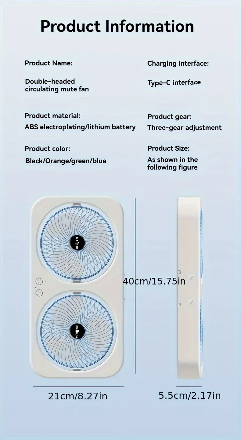 Ventilateur USB double tête, vue finale