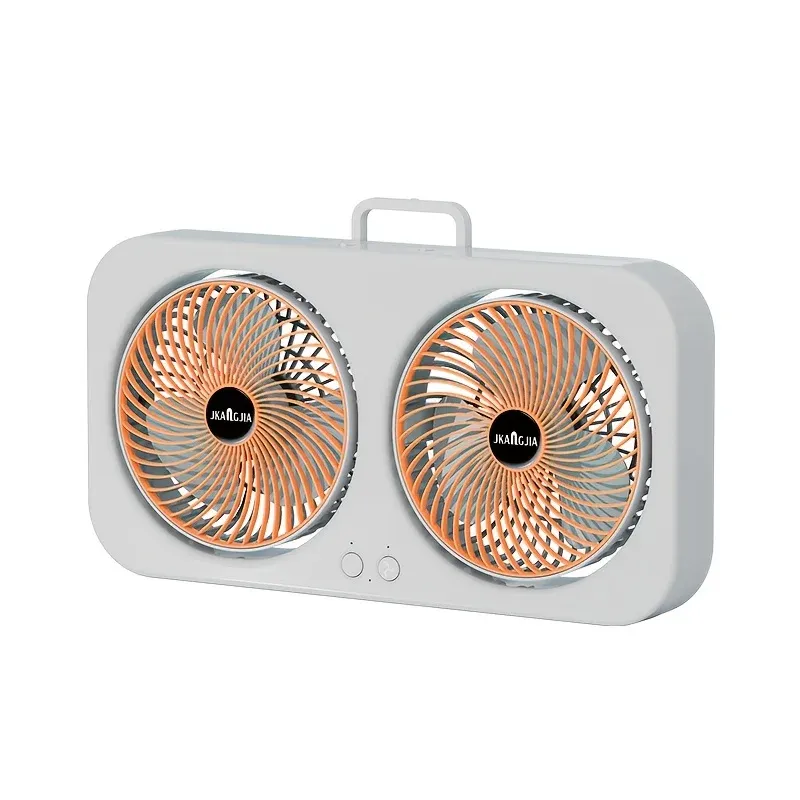 Ventilateur USB rechargeable à double tête, rotation 360°, montage mural ou sur pied 8