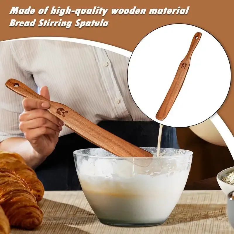 Spatule plate en bois écologique pour levain et pâte à pain 2