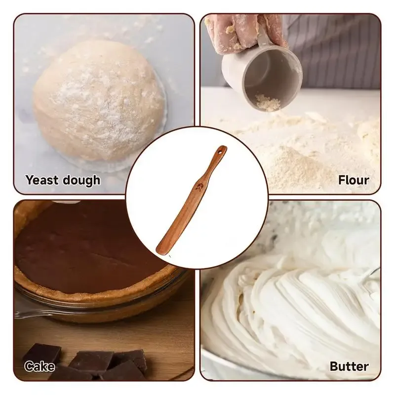 Spatule plate en bois écologique pour levain et pâte à pain 5