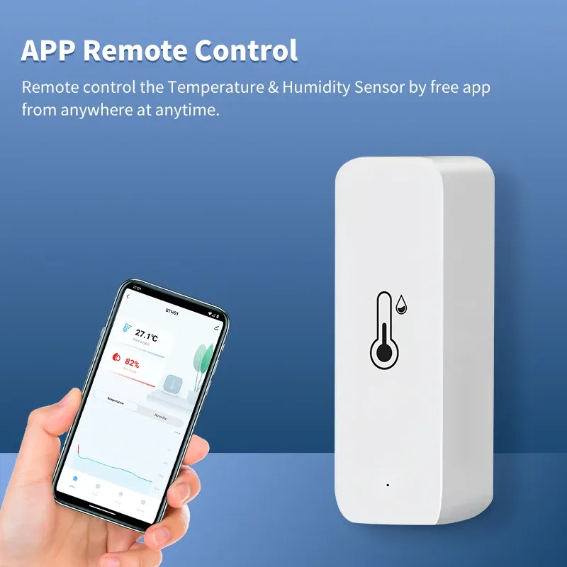 Capteur intelligent Tuya Wi-Fi/Zigbee de température et d'humidité, thermomètre d'intérieur compatible Alexa et Google Assistant 4