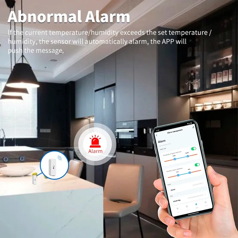 Capteur intelligent Tuya Wi-Fi/Zigbee de température et d'humidité, thermomètre d'intérieur compatible Alexa et Google Assistant 5