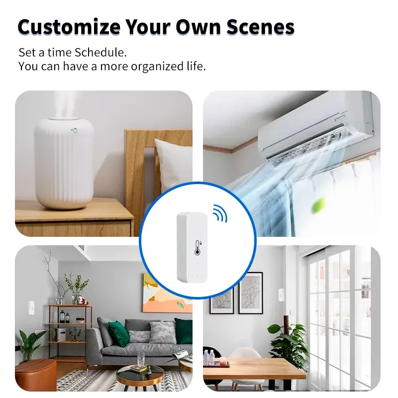 Capteur intelligent Tuya Wi-Fi/Zigbee de température et d'humidité, thermomètre d'intérieur compatible Alexa et Google Assistant 6