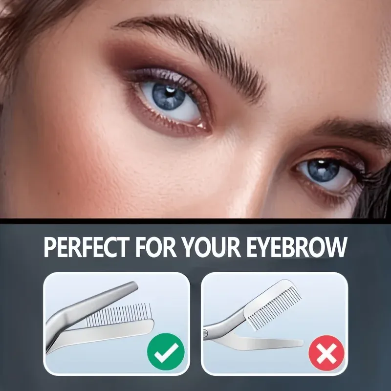 Ciseaux à sourcils en acier inoxydable avec peigne intégré, 1 paire de ciseaux de modelage et de coupe pour femmes et hommes 5
