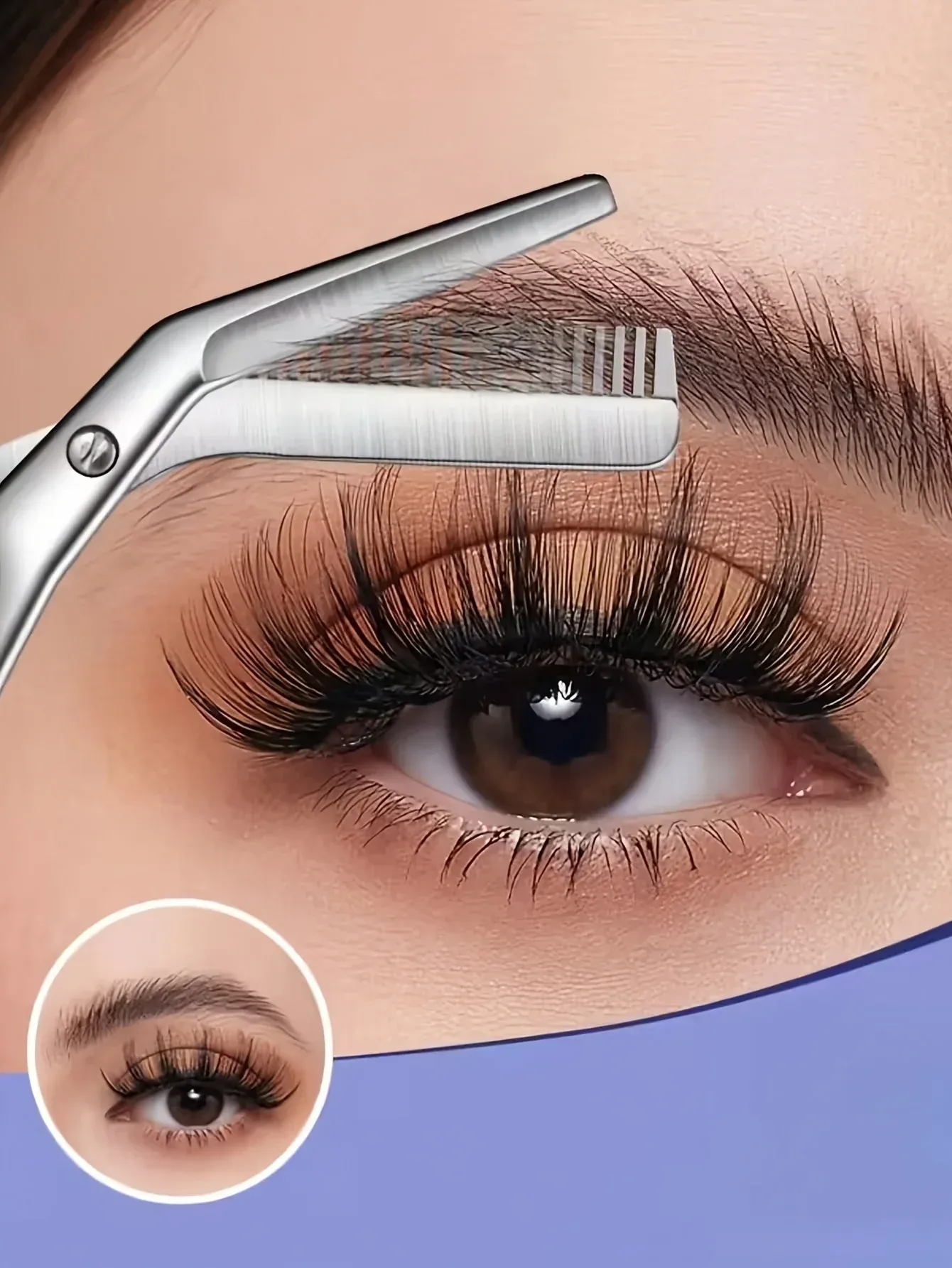 Ciseaux à sourcils en situation d'utilisation