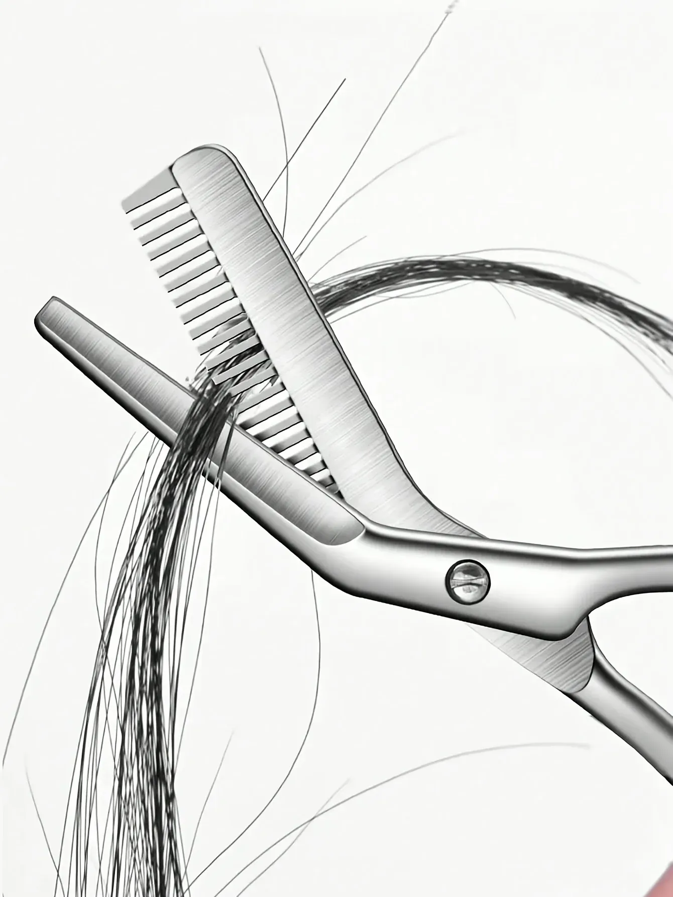 Ciseaux à sourcils, détail du peigne intégré