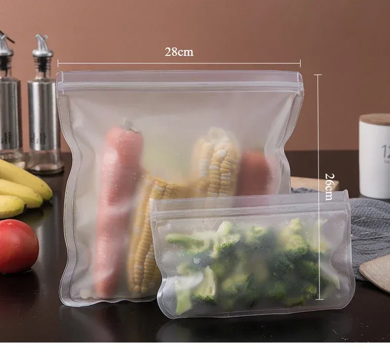 Sacs de conservation réutilisables en silicone, sacs refermables à fermeture zippée, format debout, étanches, pour aliments frais et repas 10