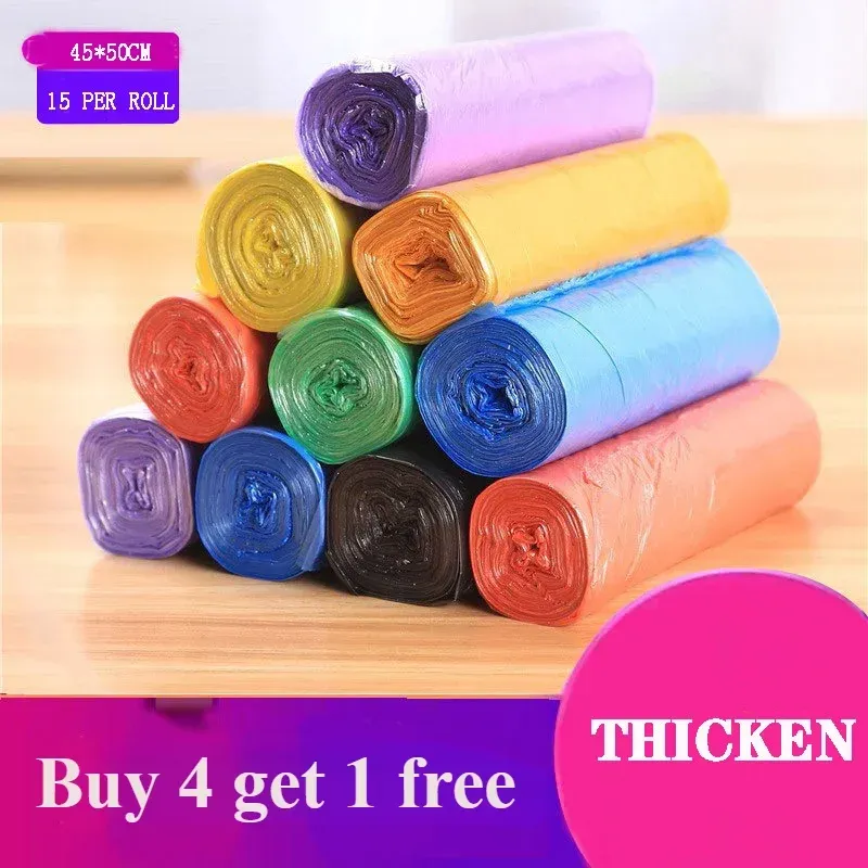 Lot de 5 rouleaux de sacs poubelles jetables, 100 pièces, pour la cuisine et le ménage - Image 1