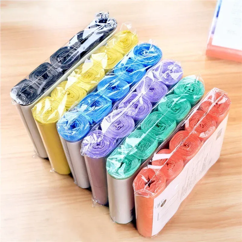 Lot de 5 rouleaux de sacs poubelles jetables, 100 pièces, pour la cuisine et le ménage 2