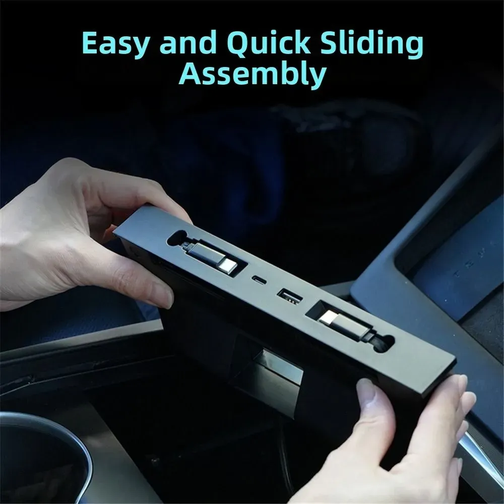 Hub USB-C caché pour console centrale Tesla, charge rapide, compatible Model Y Juniper, Model Y Long Range et Model 3 Highland 4