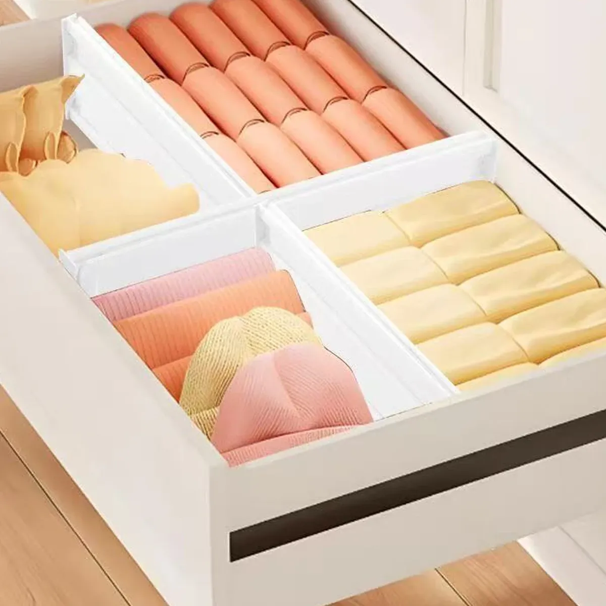 Lot de 4, 6 ou 8 séparateurs de tiroirs extensibles et réglables pour vêtements, hauteur 3 po, longueur 10,4 à 19,7 po, en plastique 3