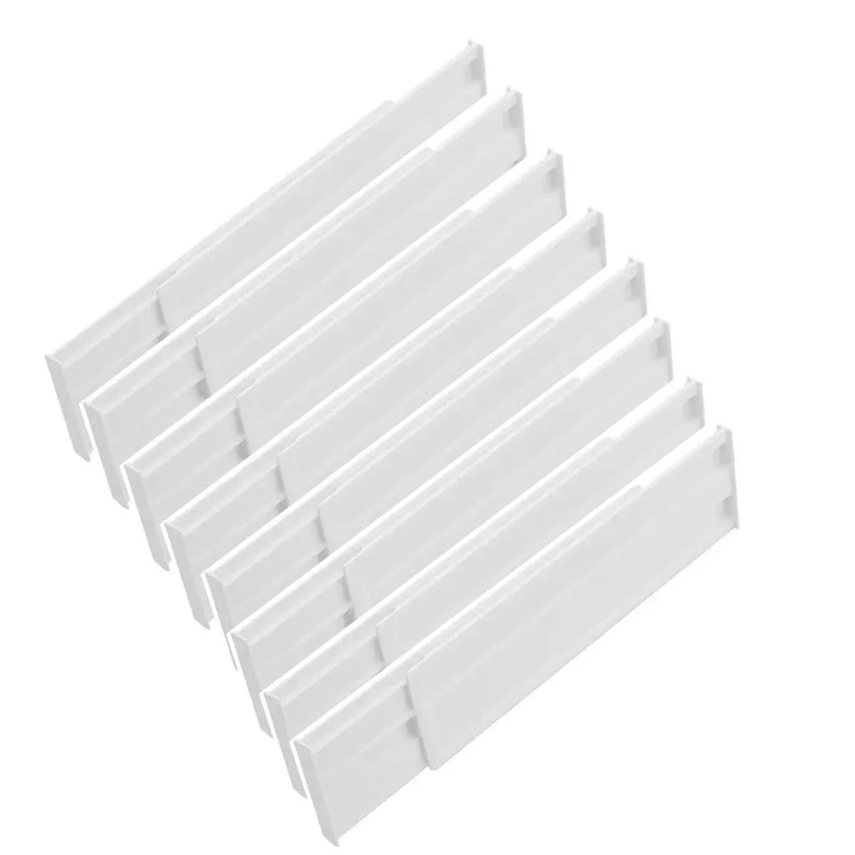 Lot de 4, 6 ou 8 séparateurs de tiroirs extensibles et réglables pour vêtements, hauteur 3 po, longueur 10,4 à 19,7 po, en plastique 7
