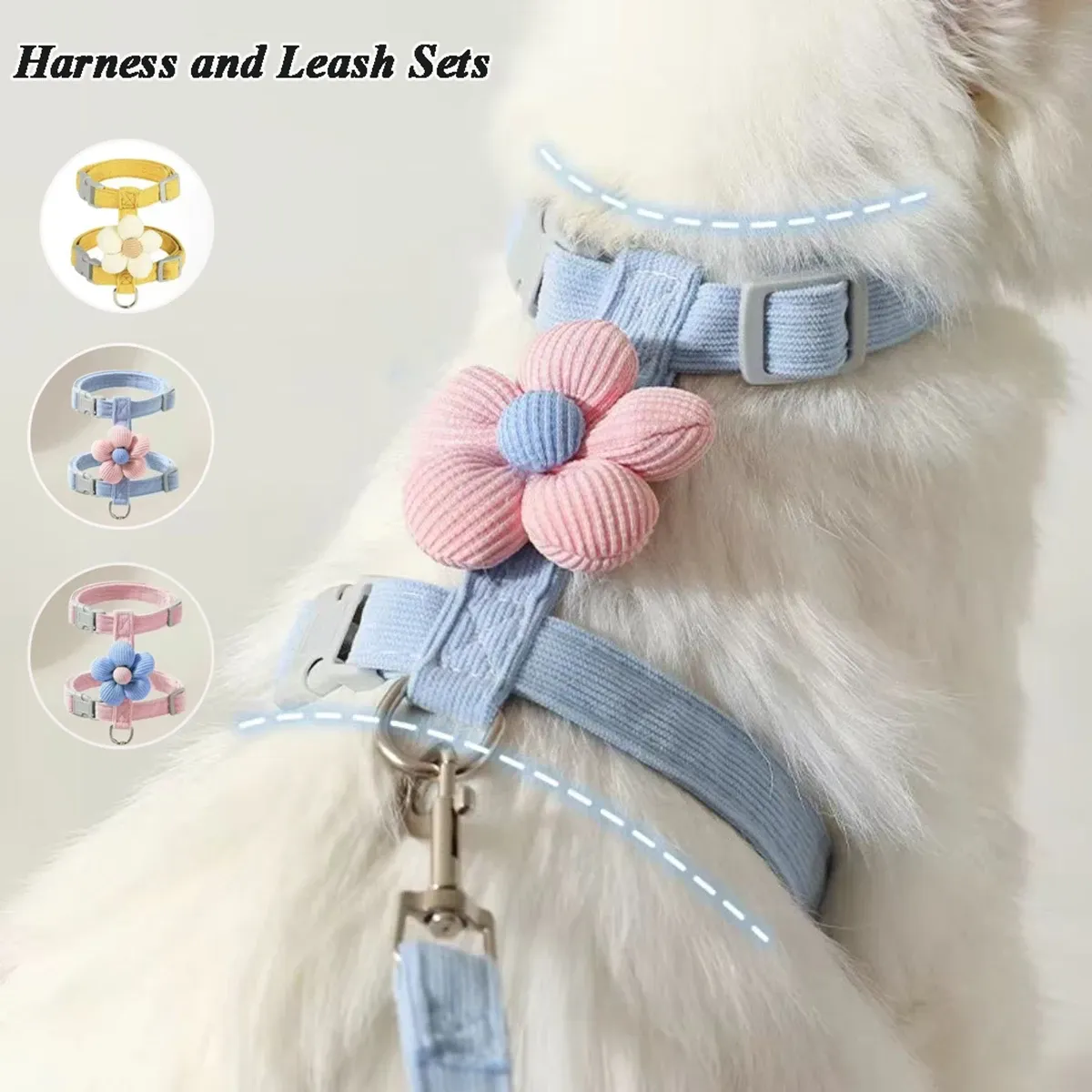 Ensemble harnais et laisse réglable pour chat et petit chien