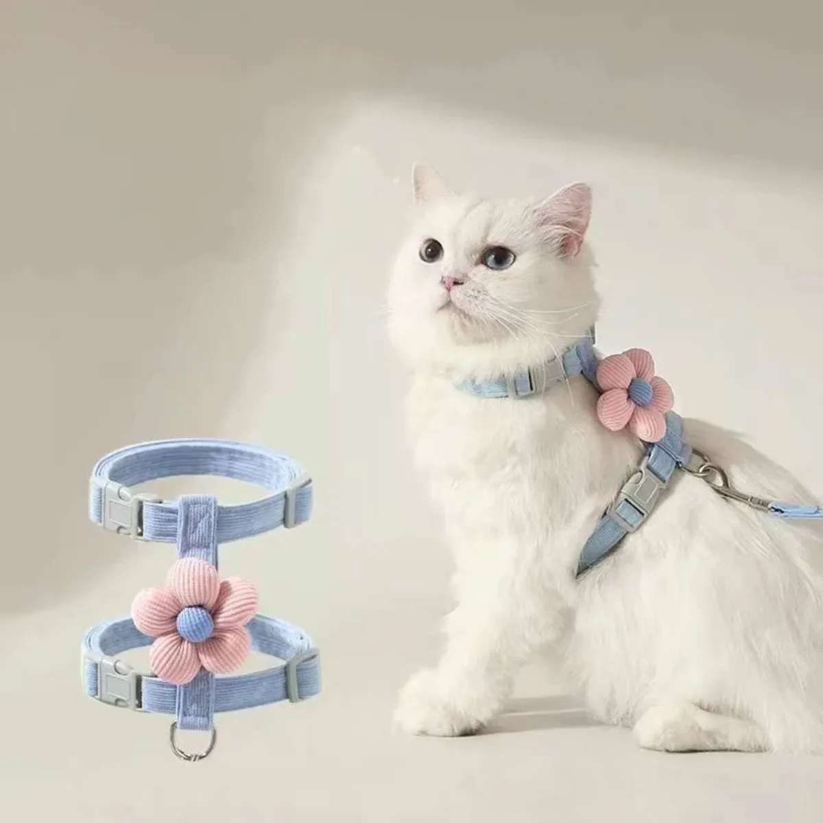 Ensemble harnais et laisse réglable pour chat et petit chien 8