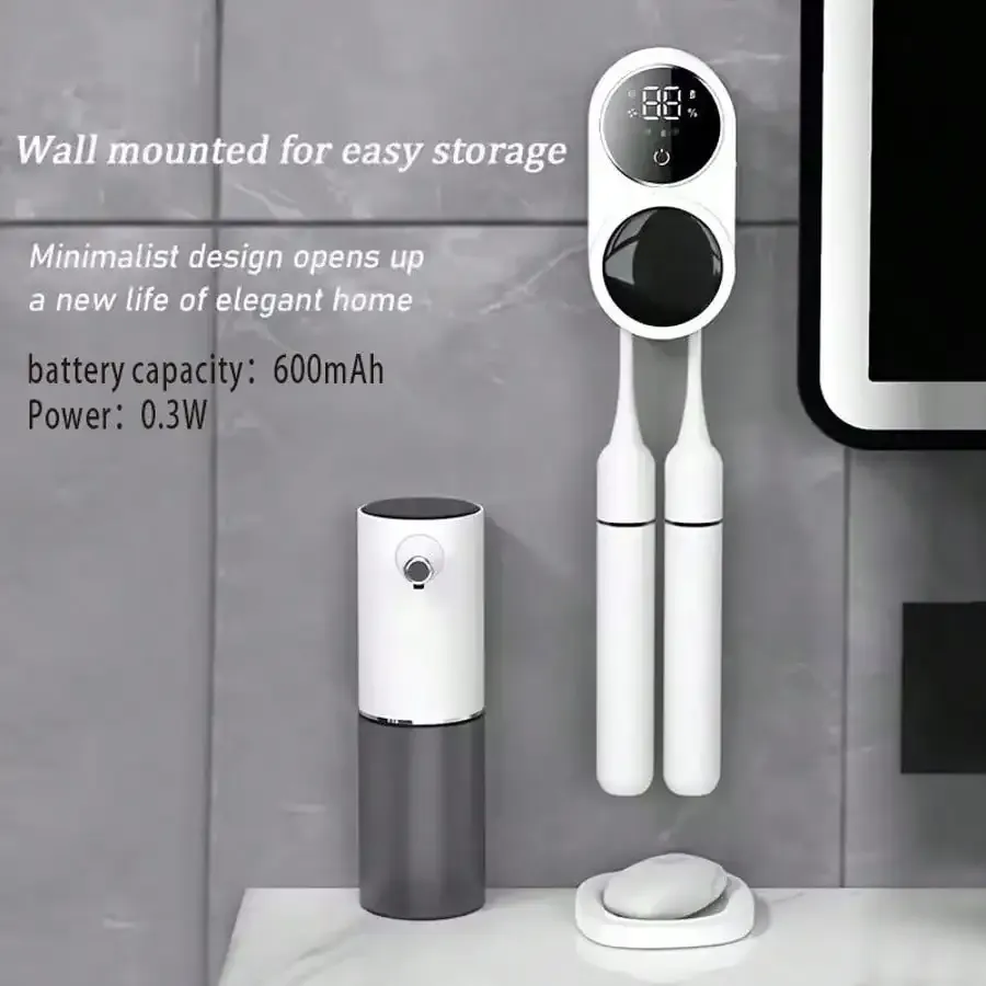 Support mural pour brosses à dents, stérilisateur et sèche-brosses intelligent, compatible avec la plupart des murs, désinfection automatique.
