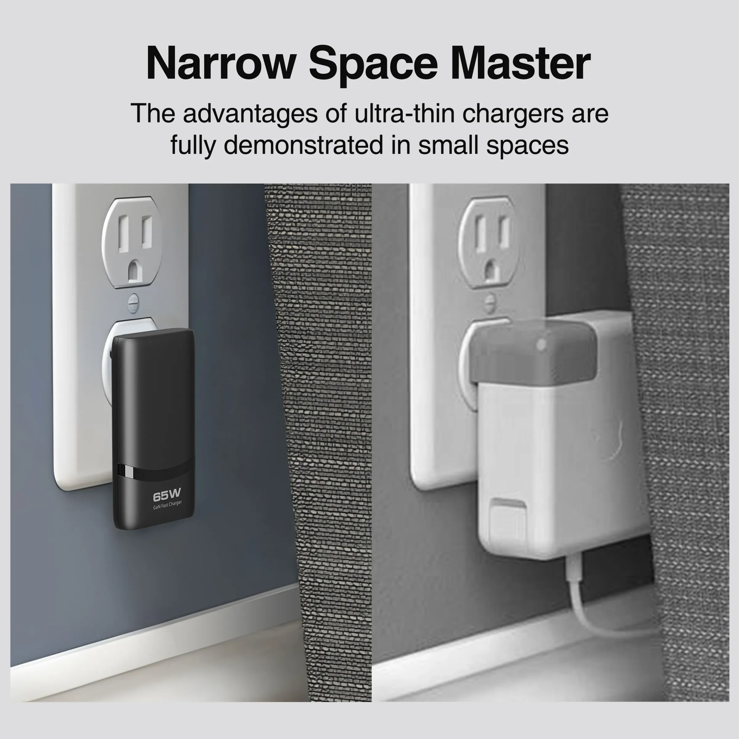 Chargeur mural USB-C GaN 65 W à 2 ports, plat et pliable, compatible iPhone, Xiaomi et Samsung 5