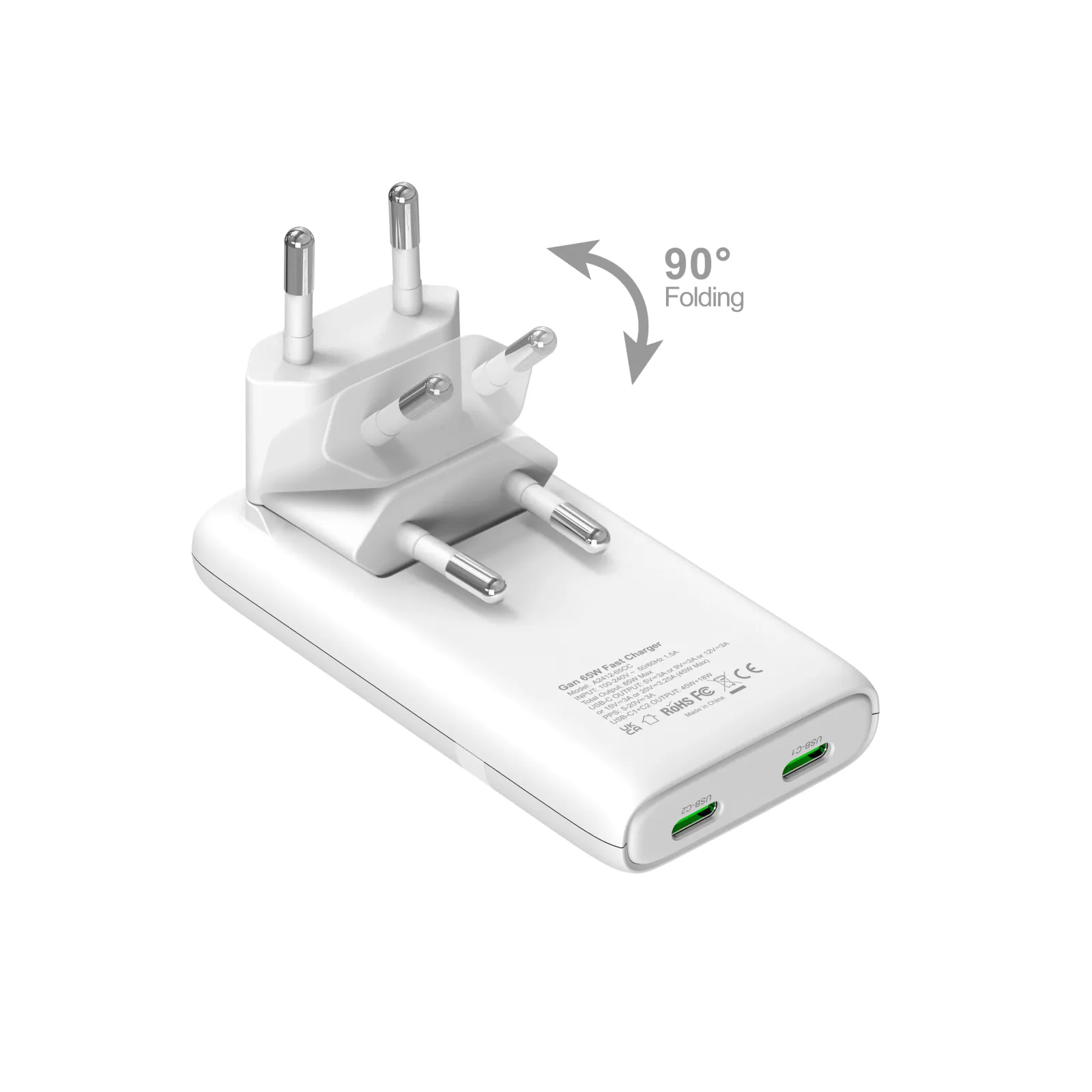 Chargeur USB-C GaN 65W, détail du design