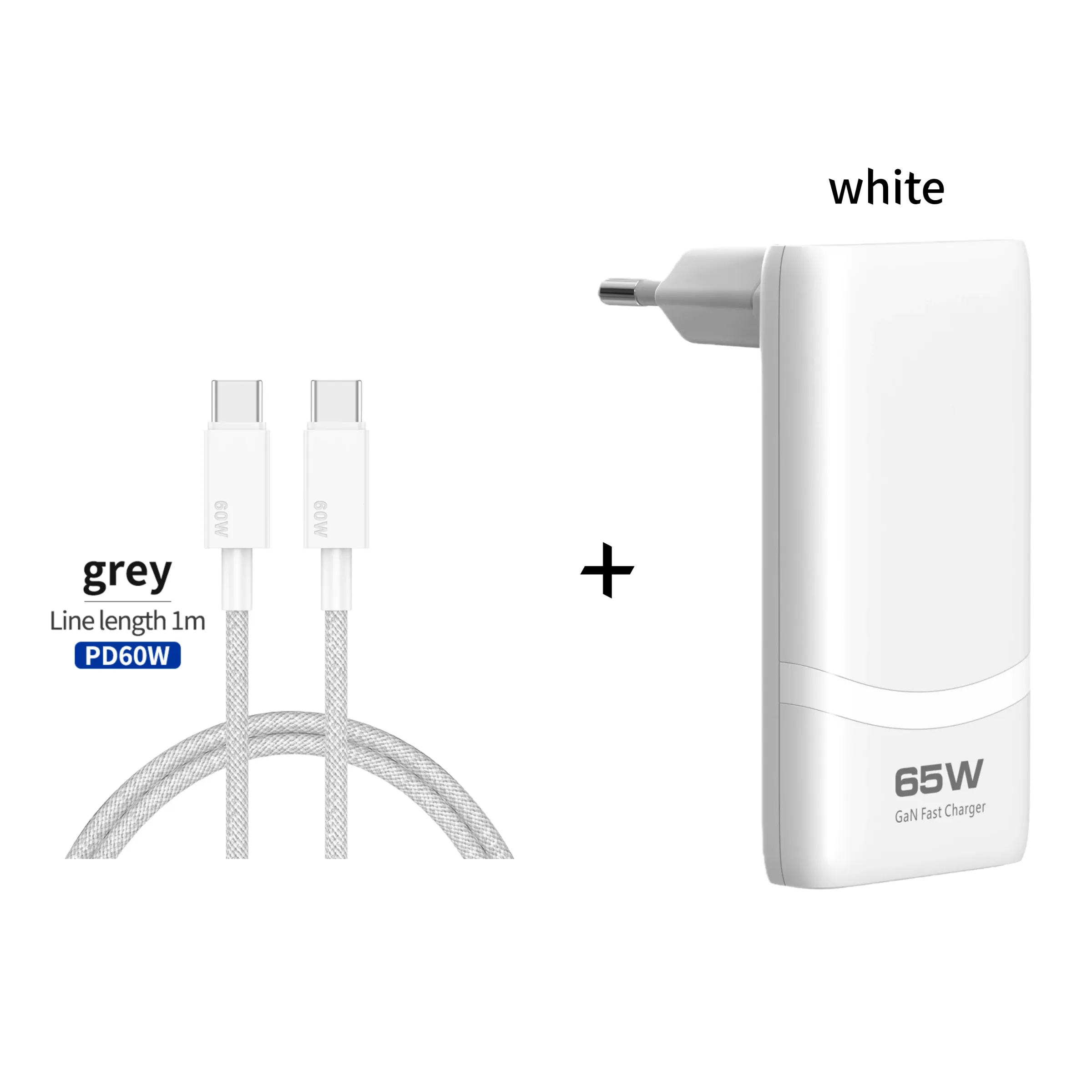 Chargeur mural USB-C GaN 65 W à 2 ports, plat et pliable, compatible iPhone, Xiaomi et Samsung 8